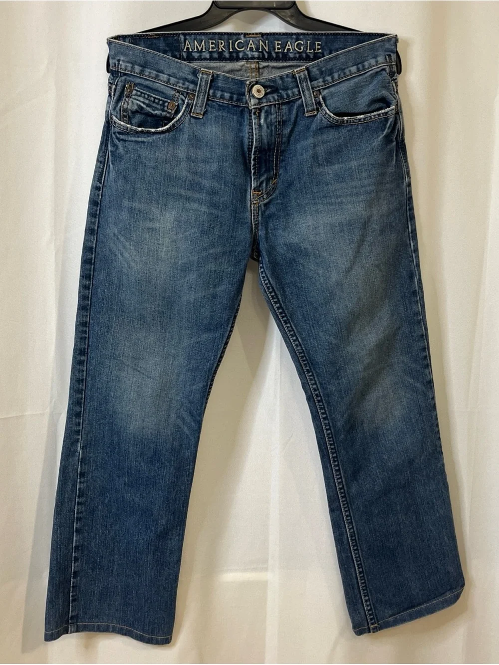 American Eagle Outfitters Men's Blue Straight-Leg Jeans